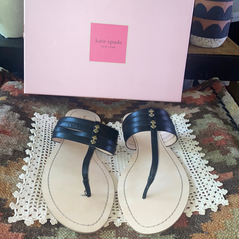 Kate Spade Sindy Black T-Strap Sandals-NWT-US 11